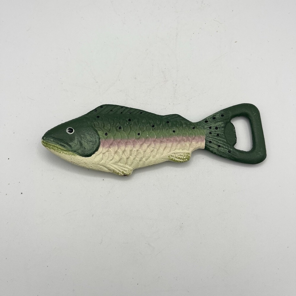 Vintage Bottle Opener Cast Iron Speckled Rainbow Trout Fish Barware
